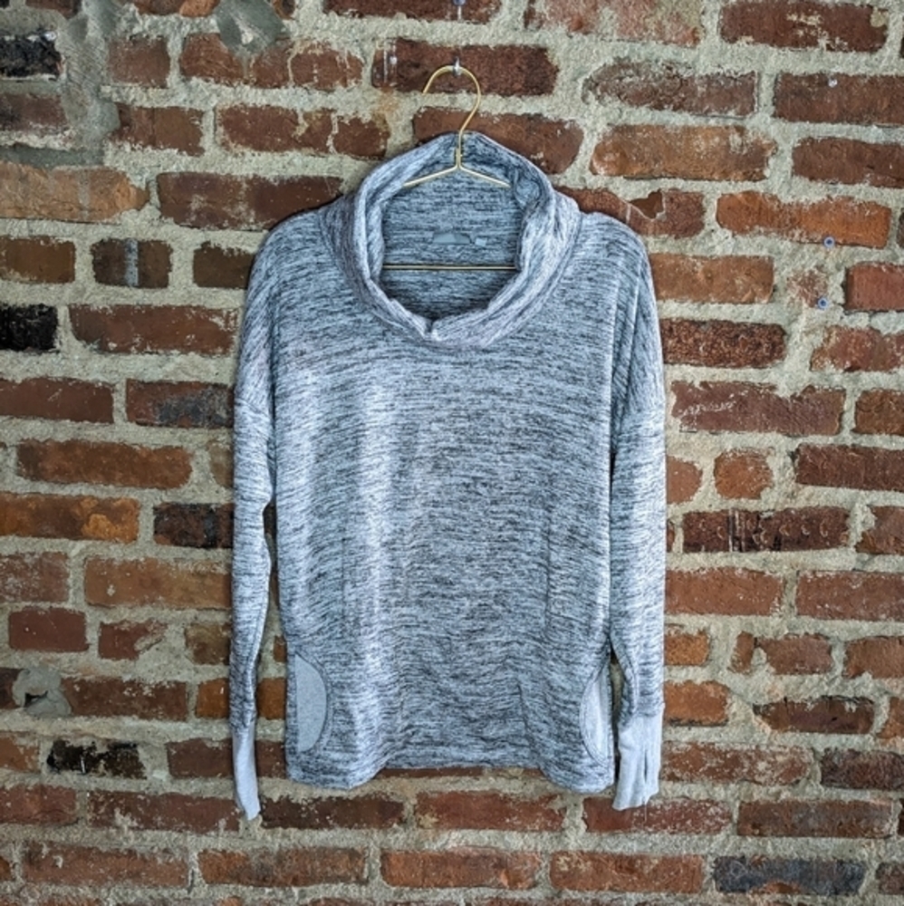 Athleta Small Heather Grey Cowl Neck Pullover w/ Kangaroo Pouch‎ Pocket in Front